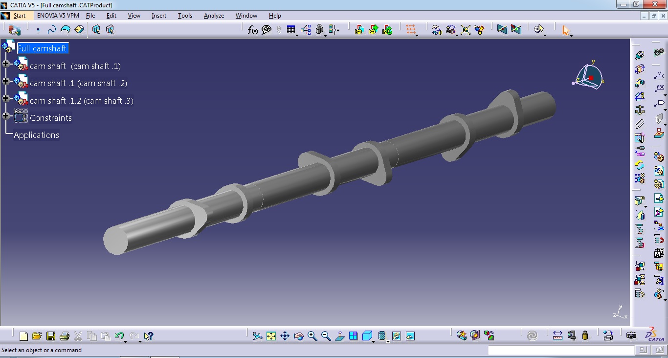cam shaft CATIA V5 project 2020 3DEXPERIENCE Edu